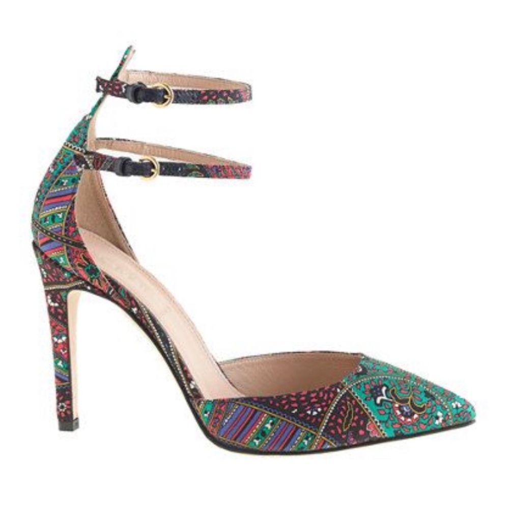 EUC J Crew Falsetto Silk Printed Heels